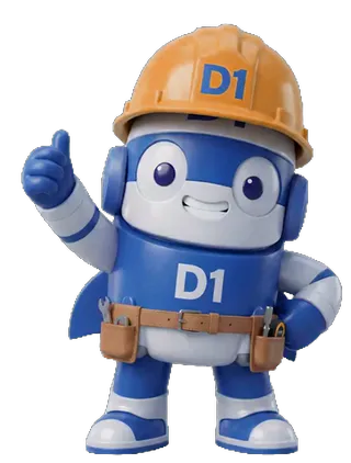 D1 mascot giving a thumbs up
